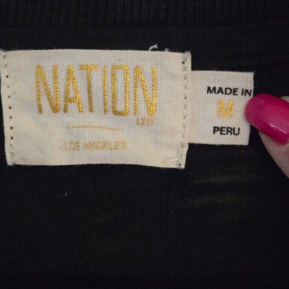 Nation LTD Pima Cotton Black Gold Button Detail Jersey Size M - Picture 5 of 6